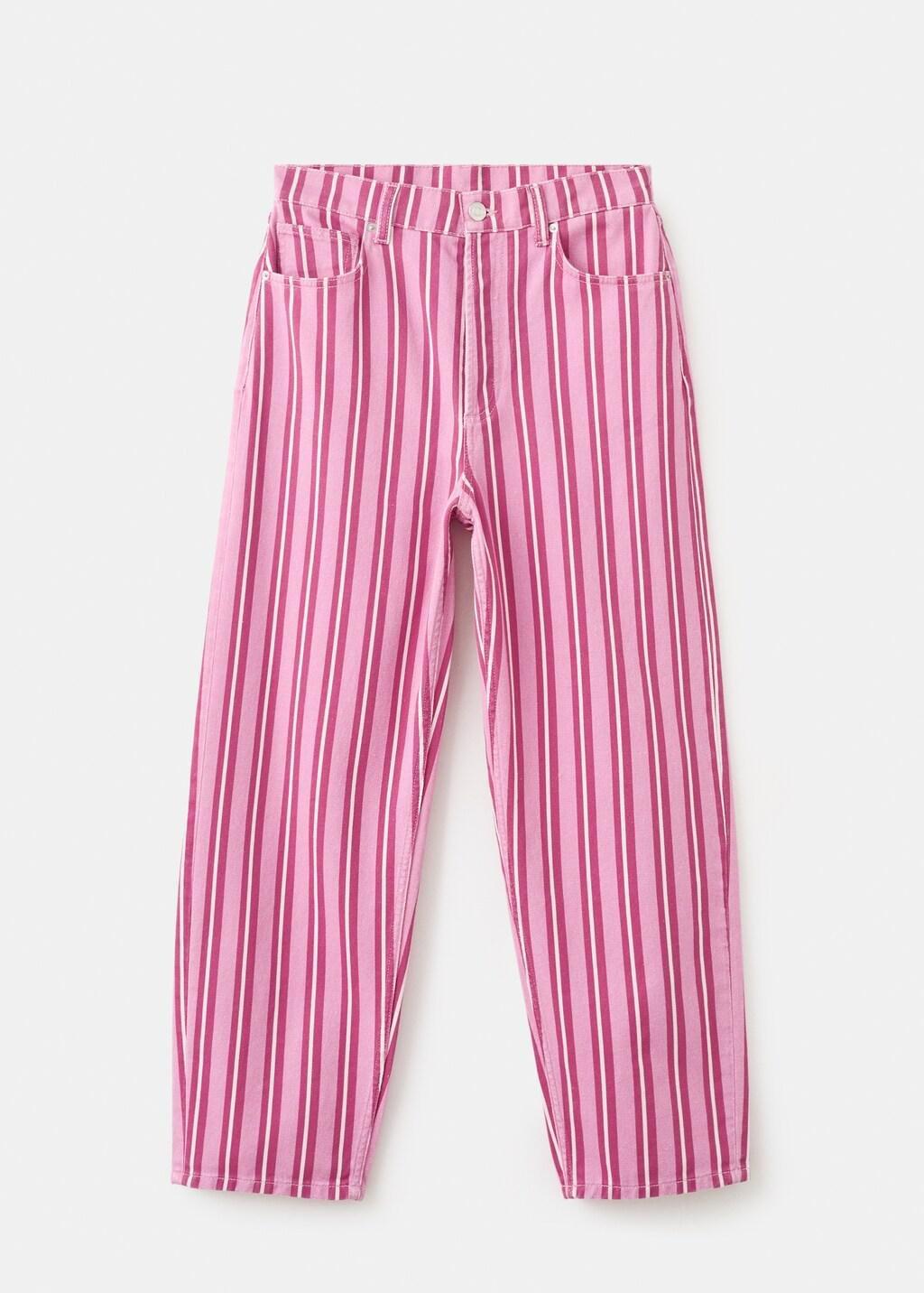 Pink Straight-Fit Striped Jeans, Pink, large image number 8