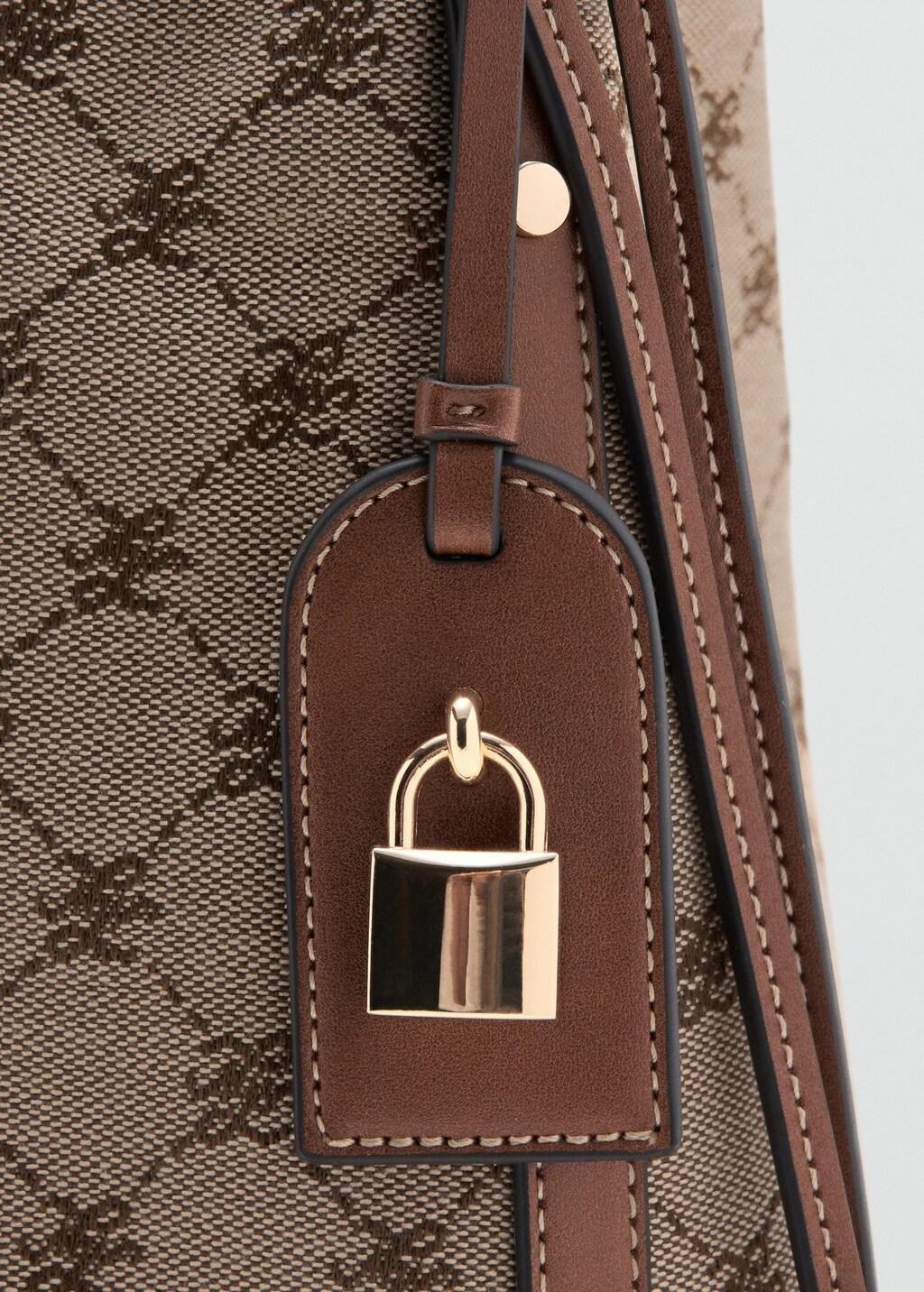 Brown Jacquard Bucket Bag, Medium Brown, large image number 1