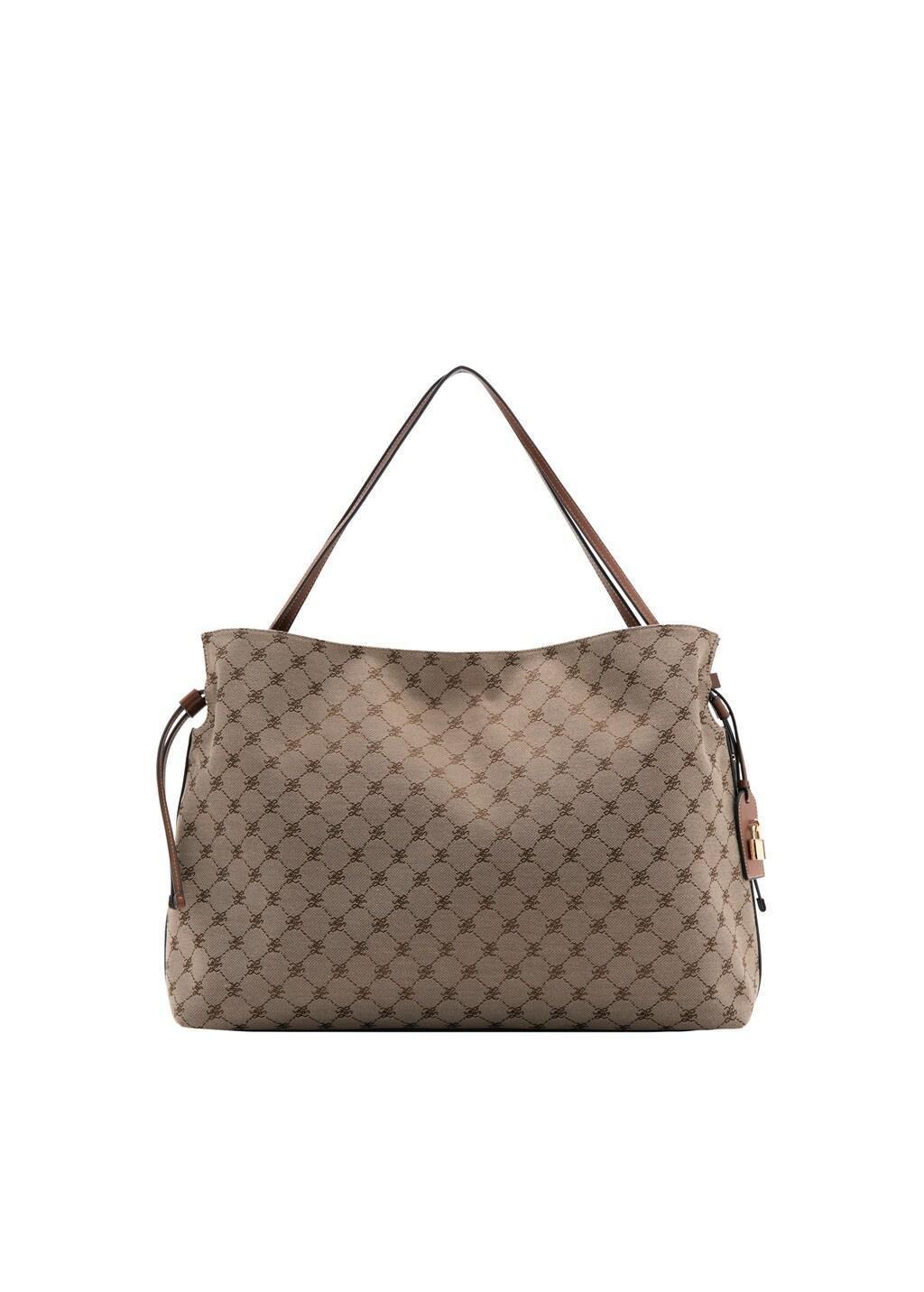 Brown Jacquard Bucket Bag, Medium Brown, large image number 2