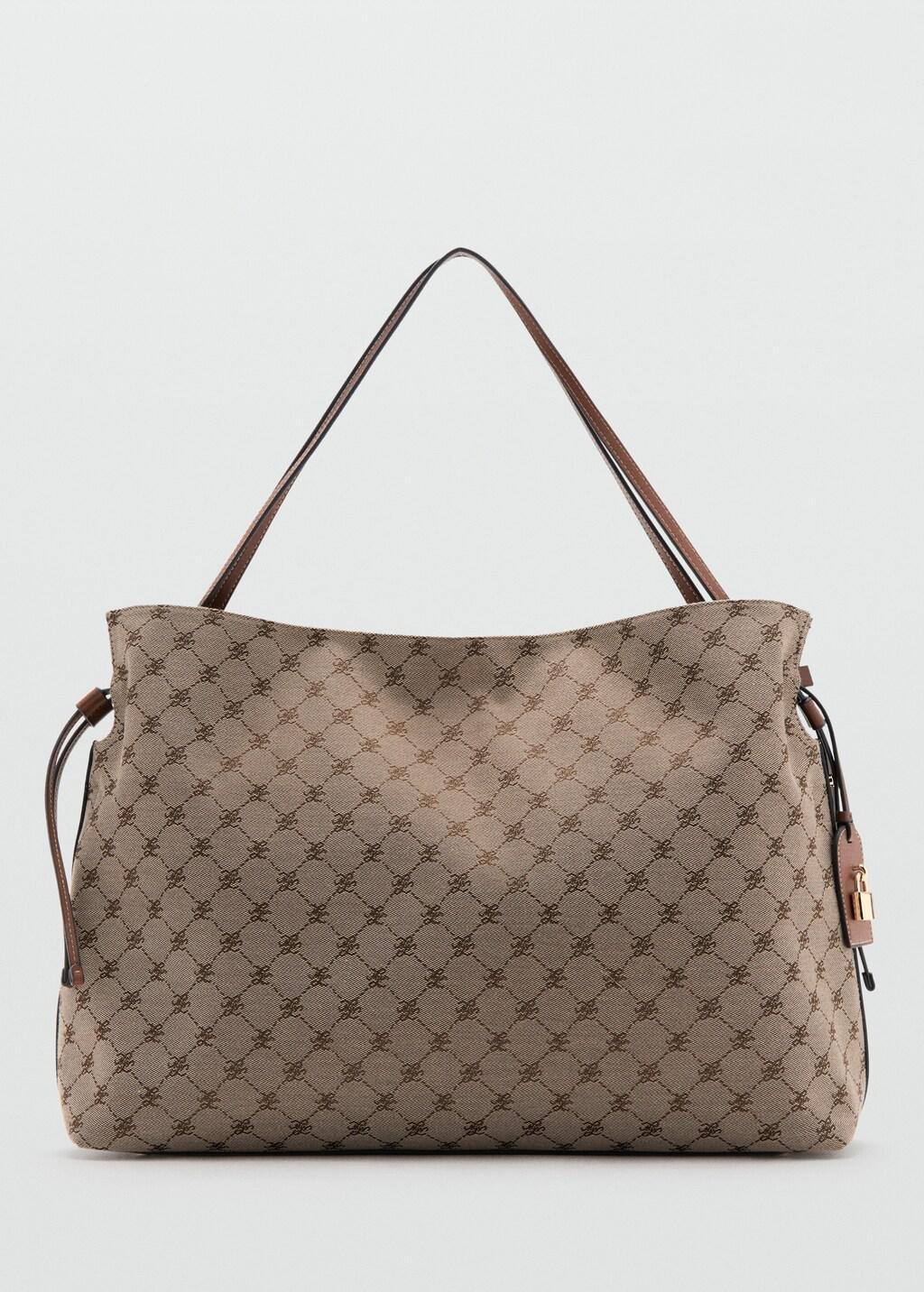 Brown Jacquard Bucket Bag, Medium Brown, large image number 3