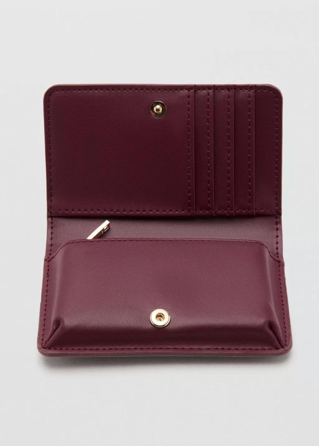 Red Small Shiny Croc-Effect Wallet, Dark Red, medium