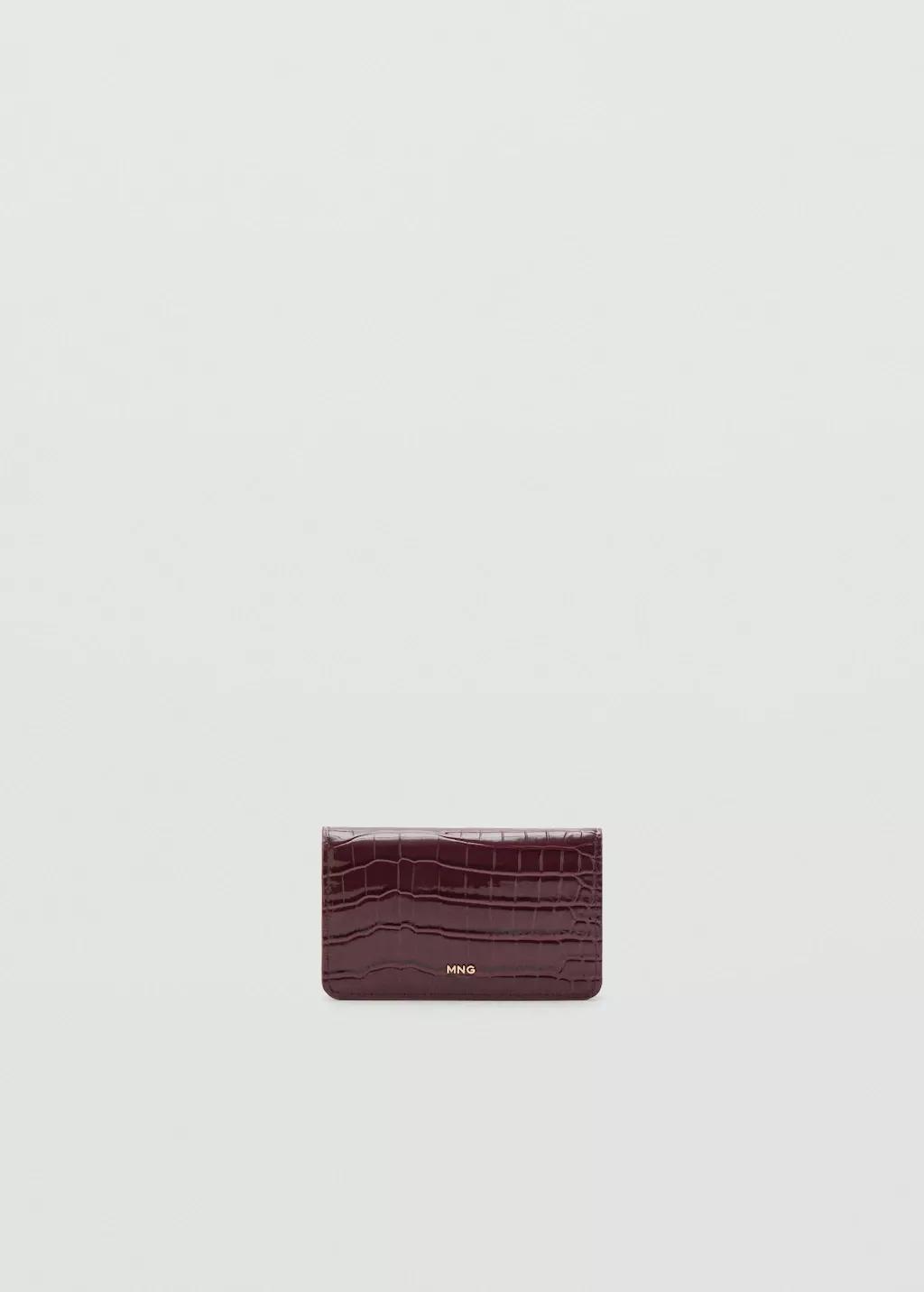 Red Small Shiny Croc-Effect Wallet, Dark Red, large image number 3