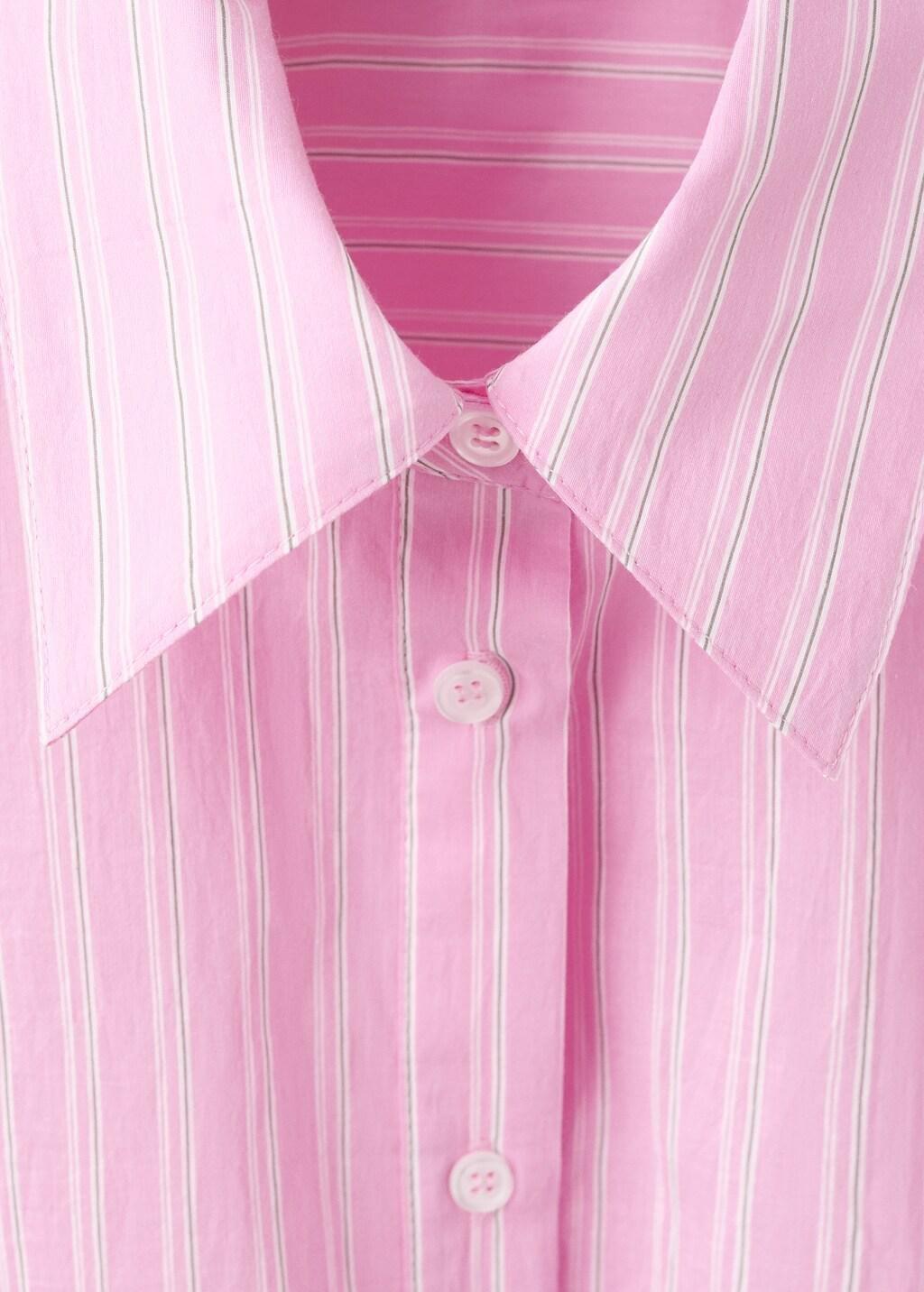 Pink Striped Cotton Shirt With Tie Detail, Pink, large image number 1