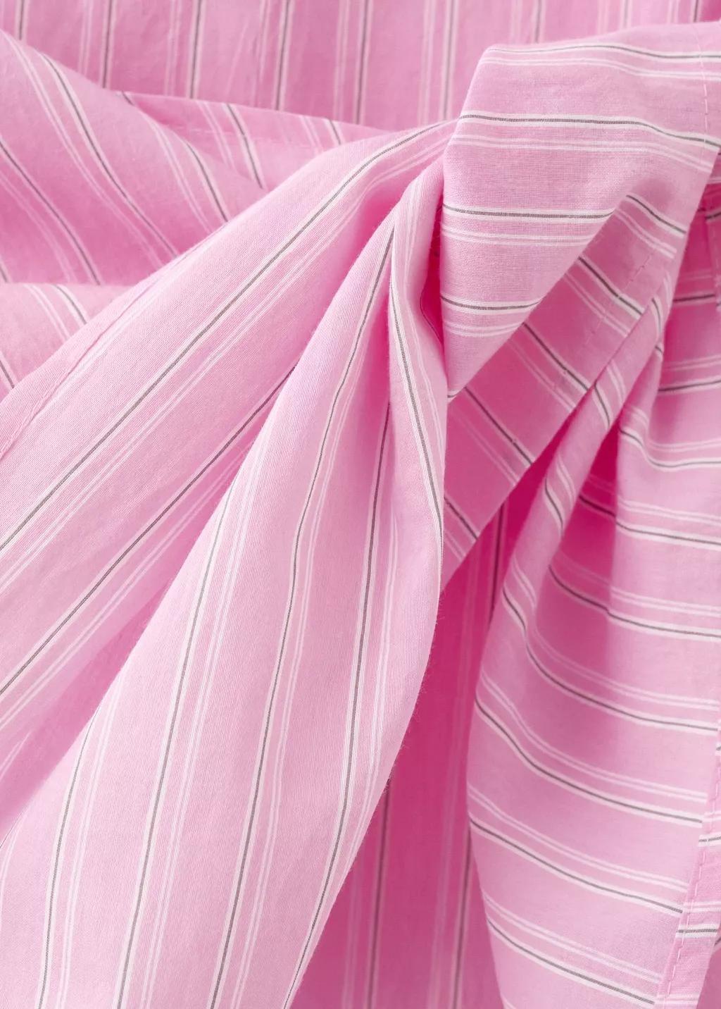 Pink Striped Cotton Shirt With Tie Detail, Pink, large image number 4