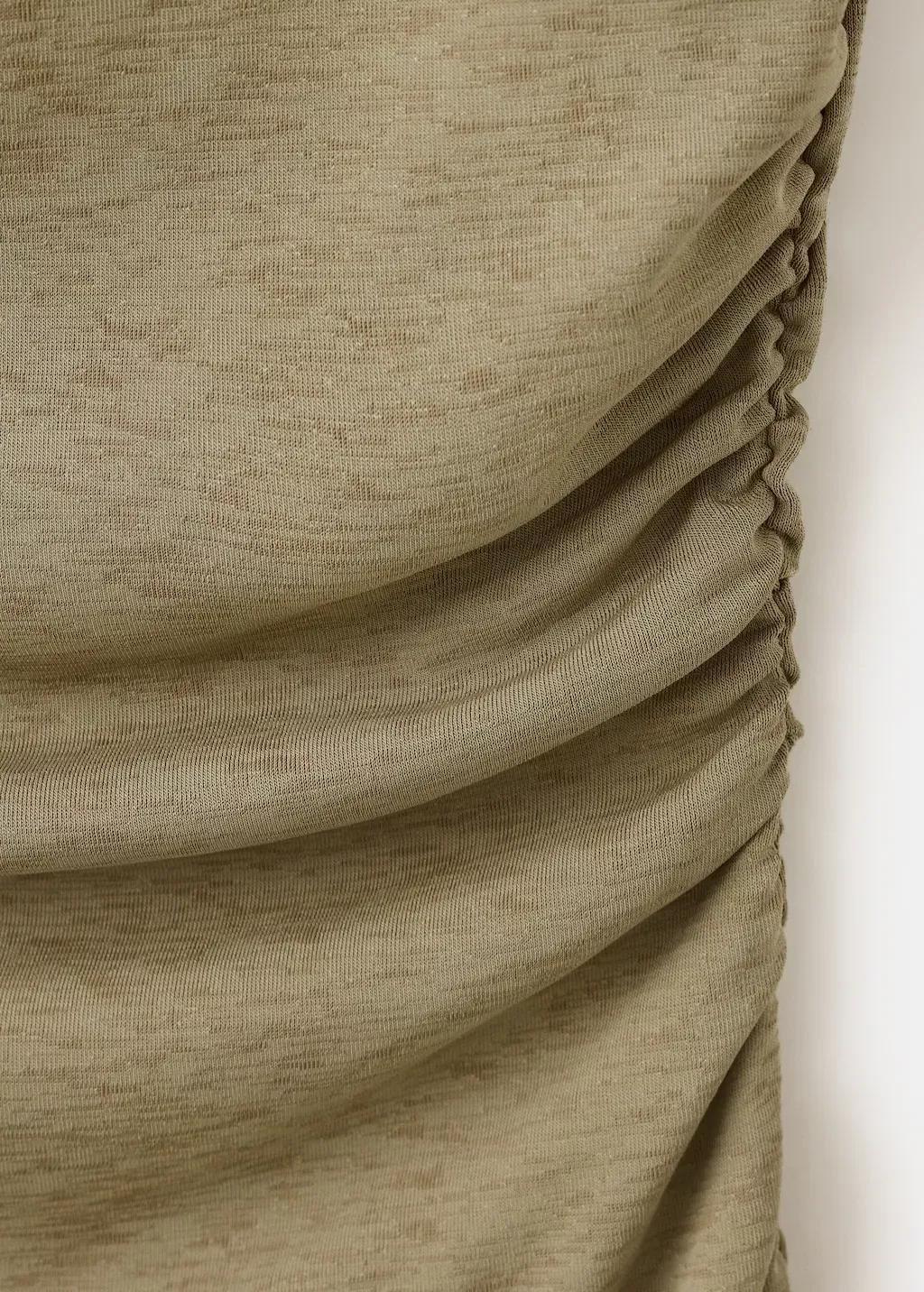Khaki Asymmetrical Pleated Dress, Beige - Khaki, large image number 1