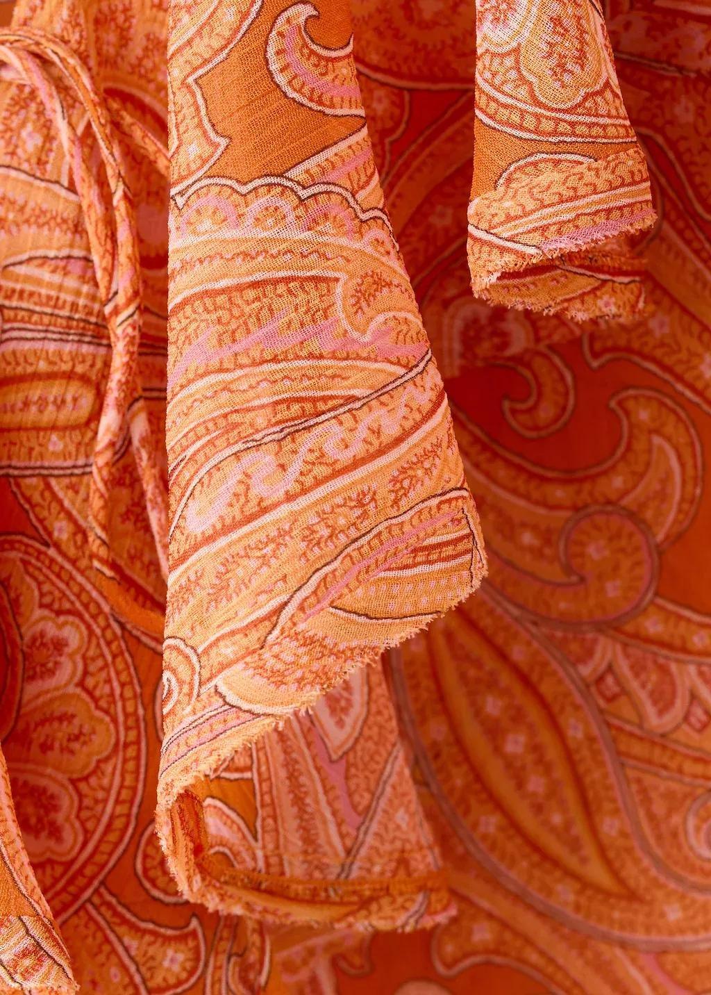Orange Ruffles Printed Blouse, Orange, large image number 1