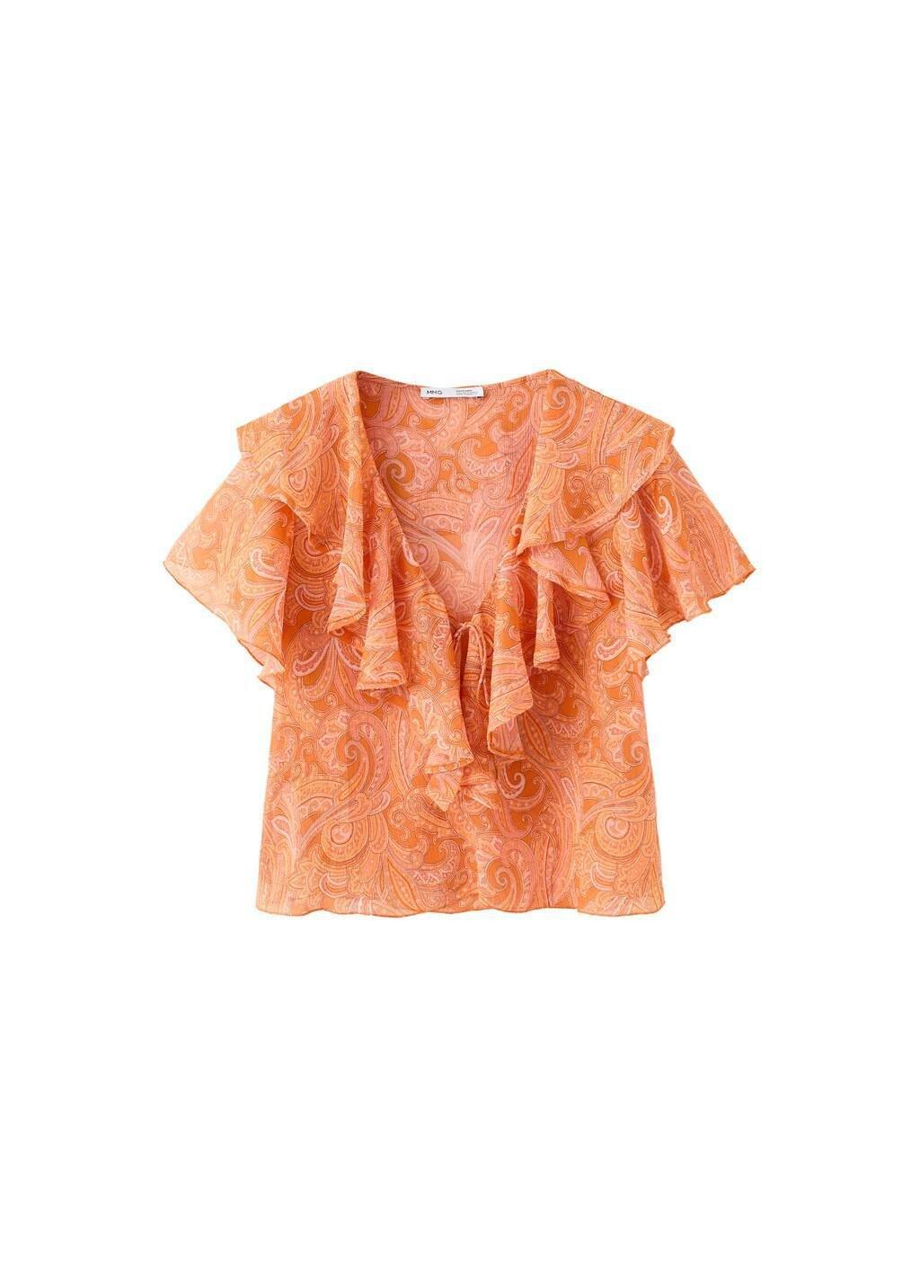 Orange Ruffles Printed Blouse, Orange, large image number 6