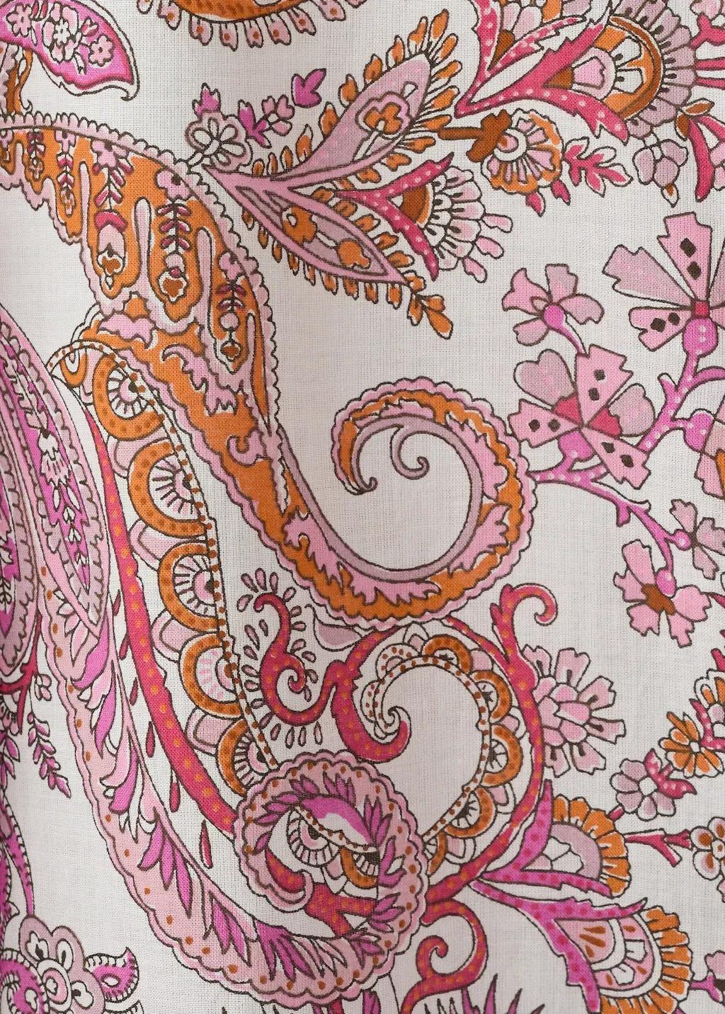White Paisley Print Ruffle Blouse, Natural White, large image number 4