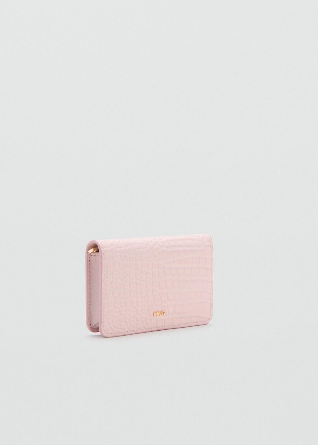 Pink Lt Pastel Medium Wallet With Croc Effect, Light-Pastel Pink, medium