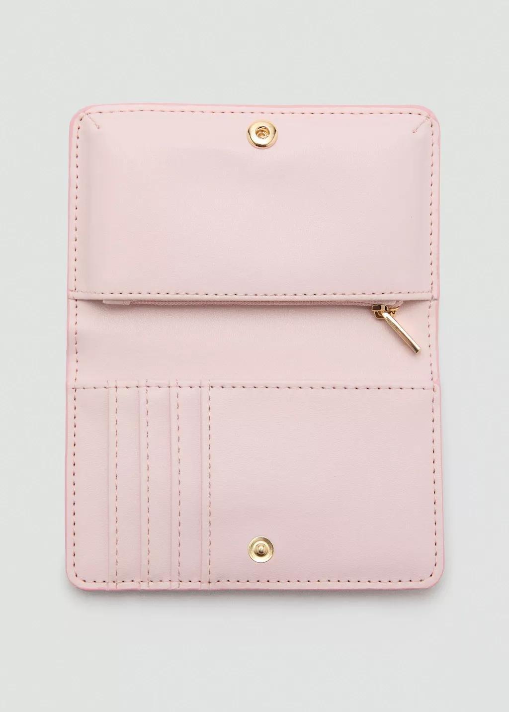 Pink Lt Pastel Medium Wallet With Croc Effect, Light-Pastel Pink, large image number 1