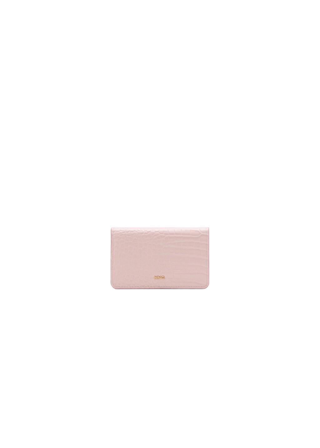 Pink Lt Pastel Medium Wallet With Croc Effect, Light-Pastel Pink, medium