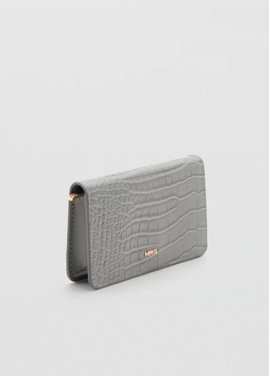 Grey Medium Wallet With Croc Effect, Grey, large image number 0