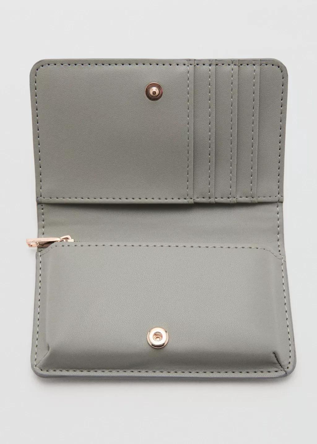 Grey Medium Wallet With Croc Effect, Grey, large image number 1