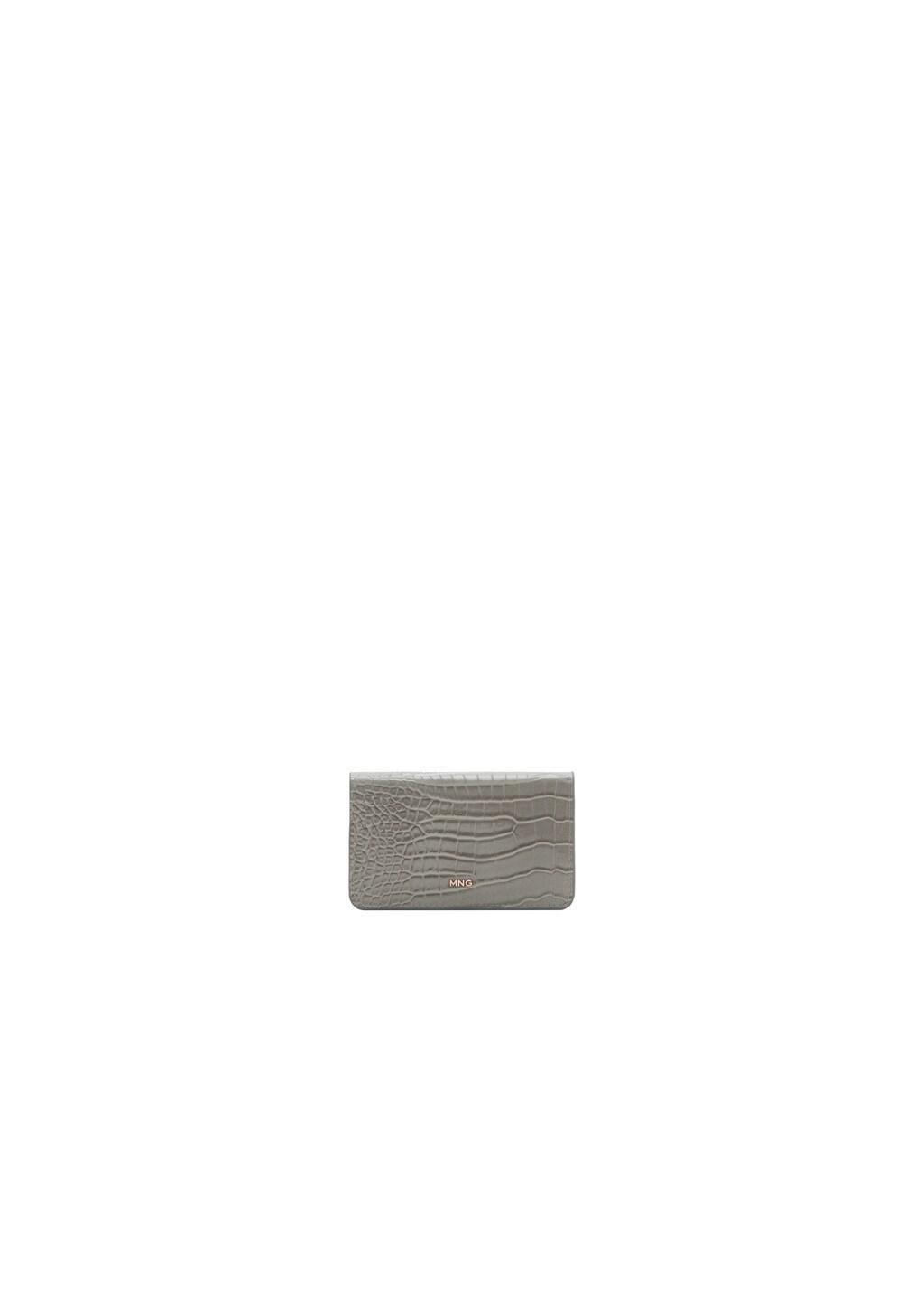 Grey Medium Wallet With Croc Effect, Grey, large image number 2