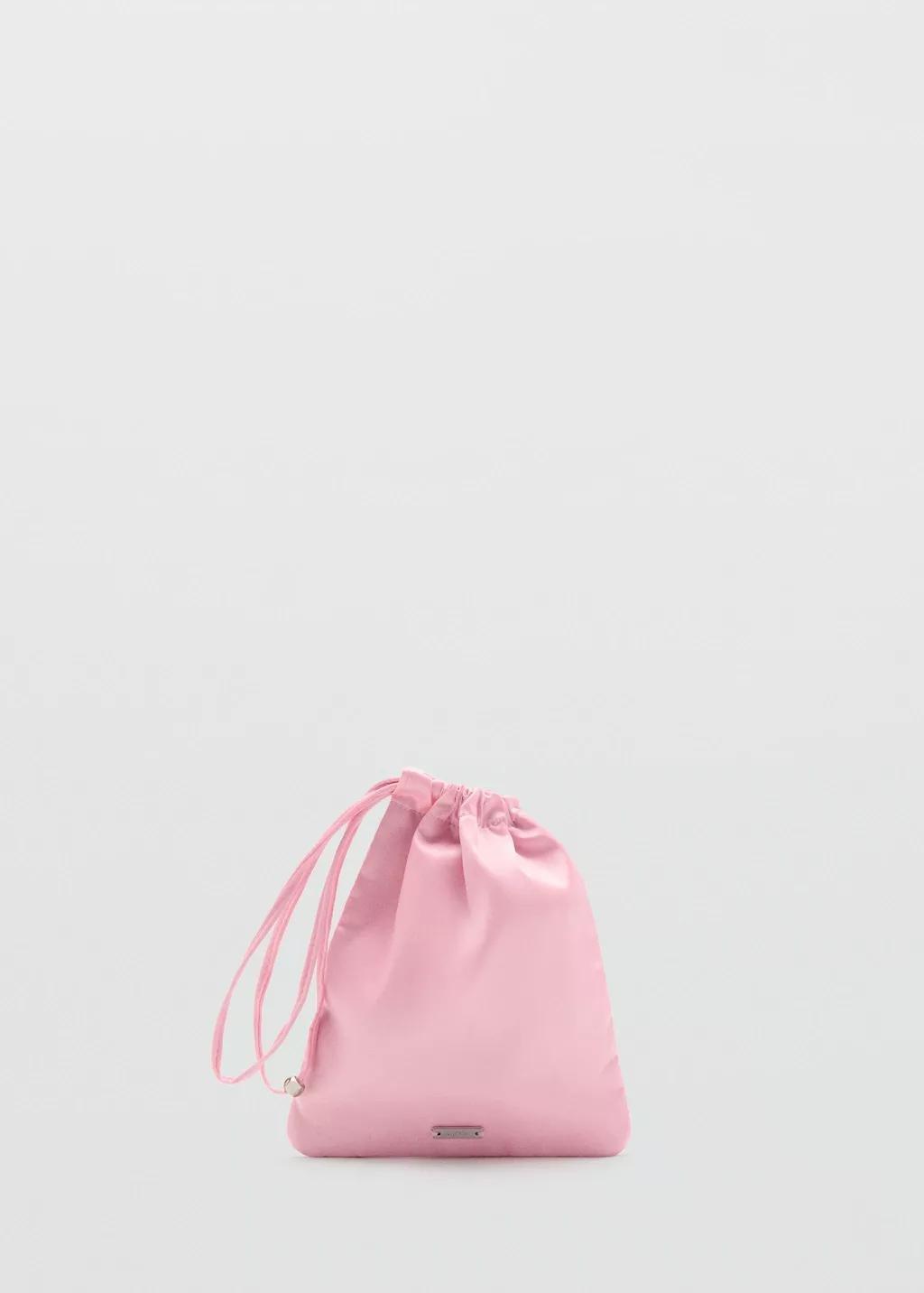 Pink Ruched Satin Pouch, Pink, large image number 3