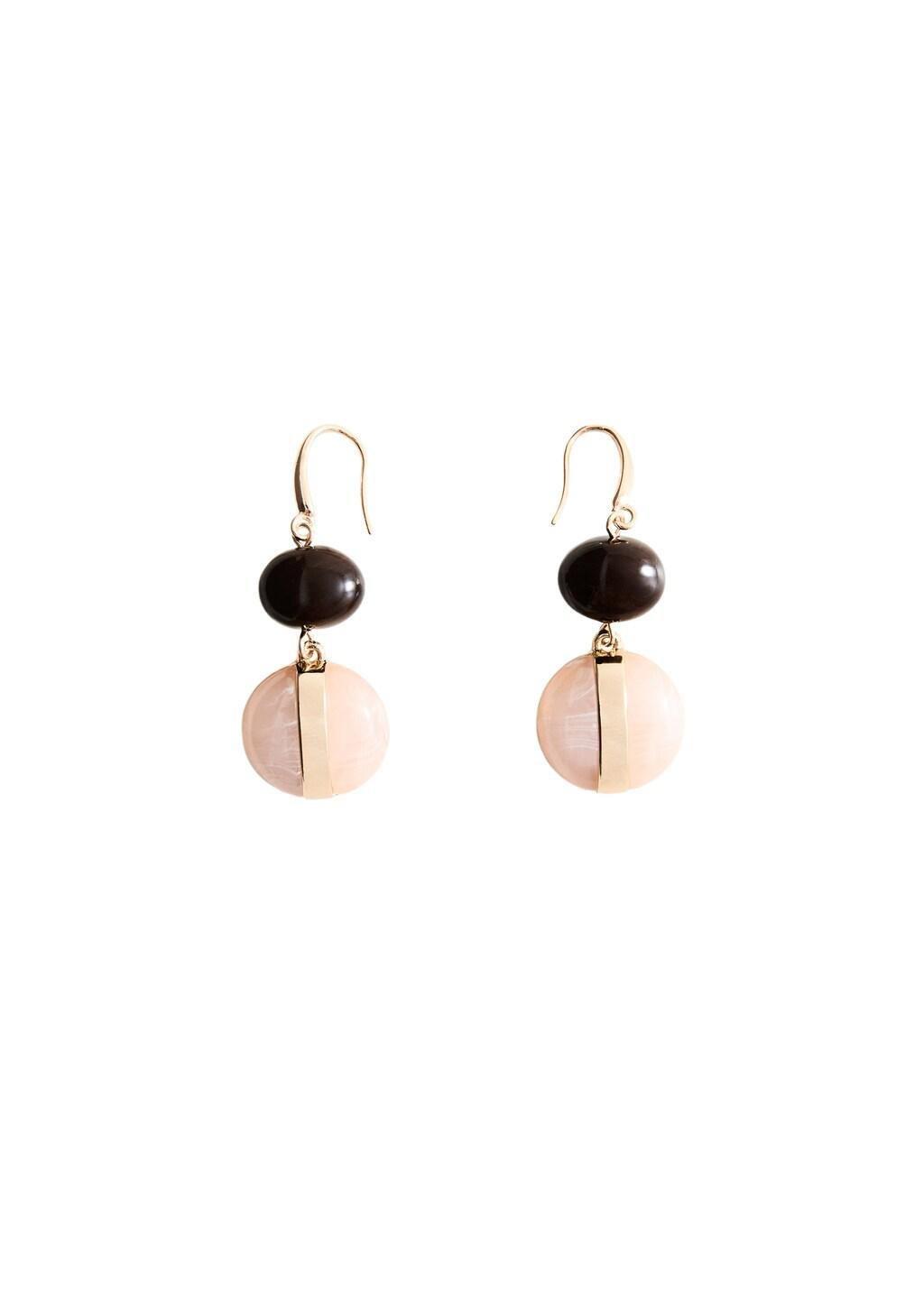 Gold Mixed Resin Earrings, Gold, large image number 1