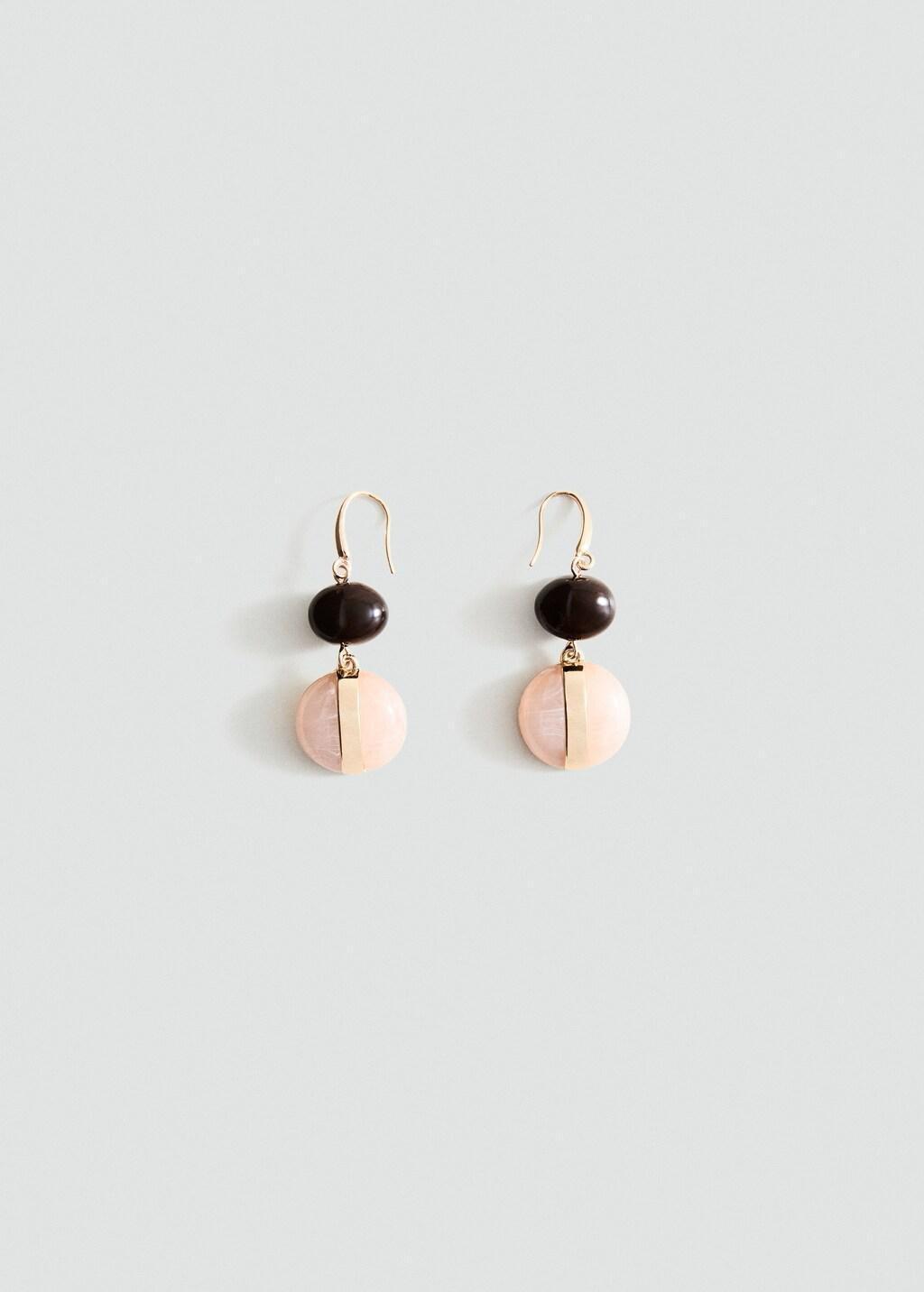Gold Mixed Resin Earrings, Gold, large image number 2