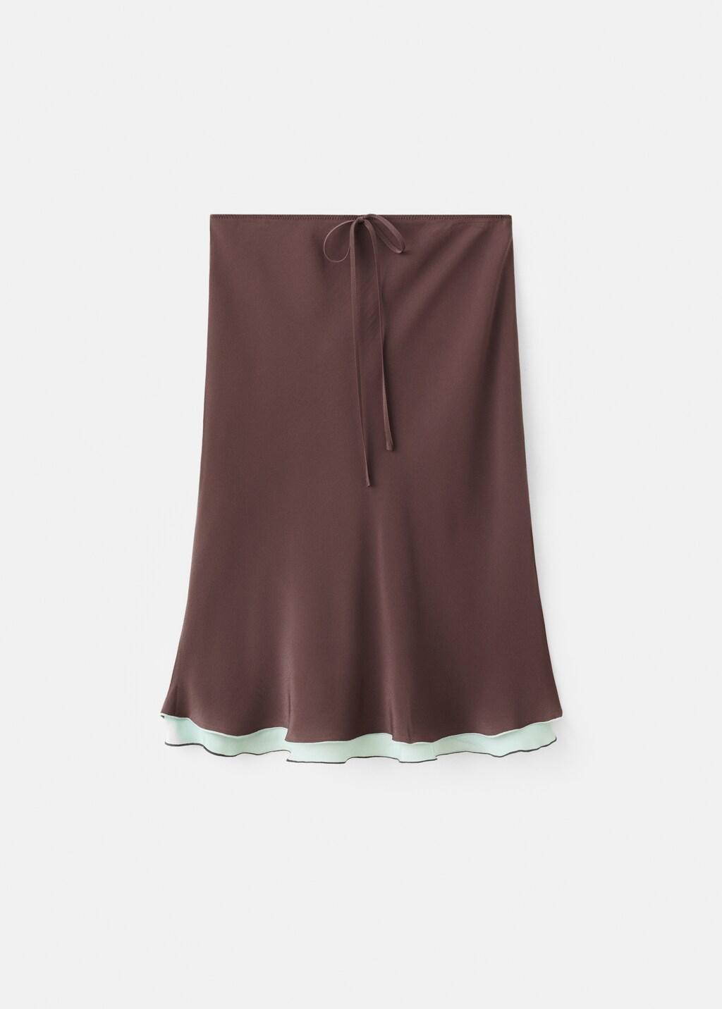 Brown Fluid Midi Skirt, Brown, large image number 0