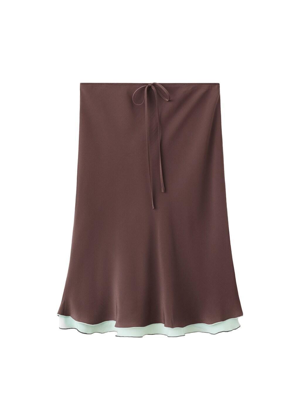 Brown Fluid Midi Skirt, Brown, large image number 3