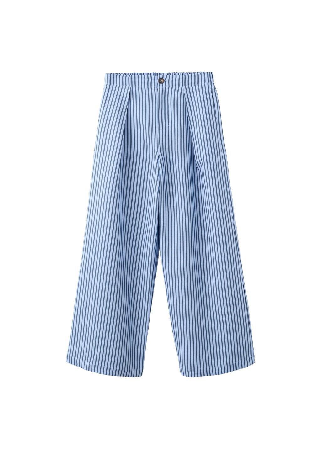 Blue Lt Pastel Striped Flowy Trousers, Light-Pastel Blue, large image number 4
