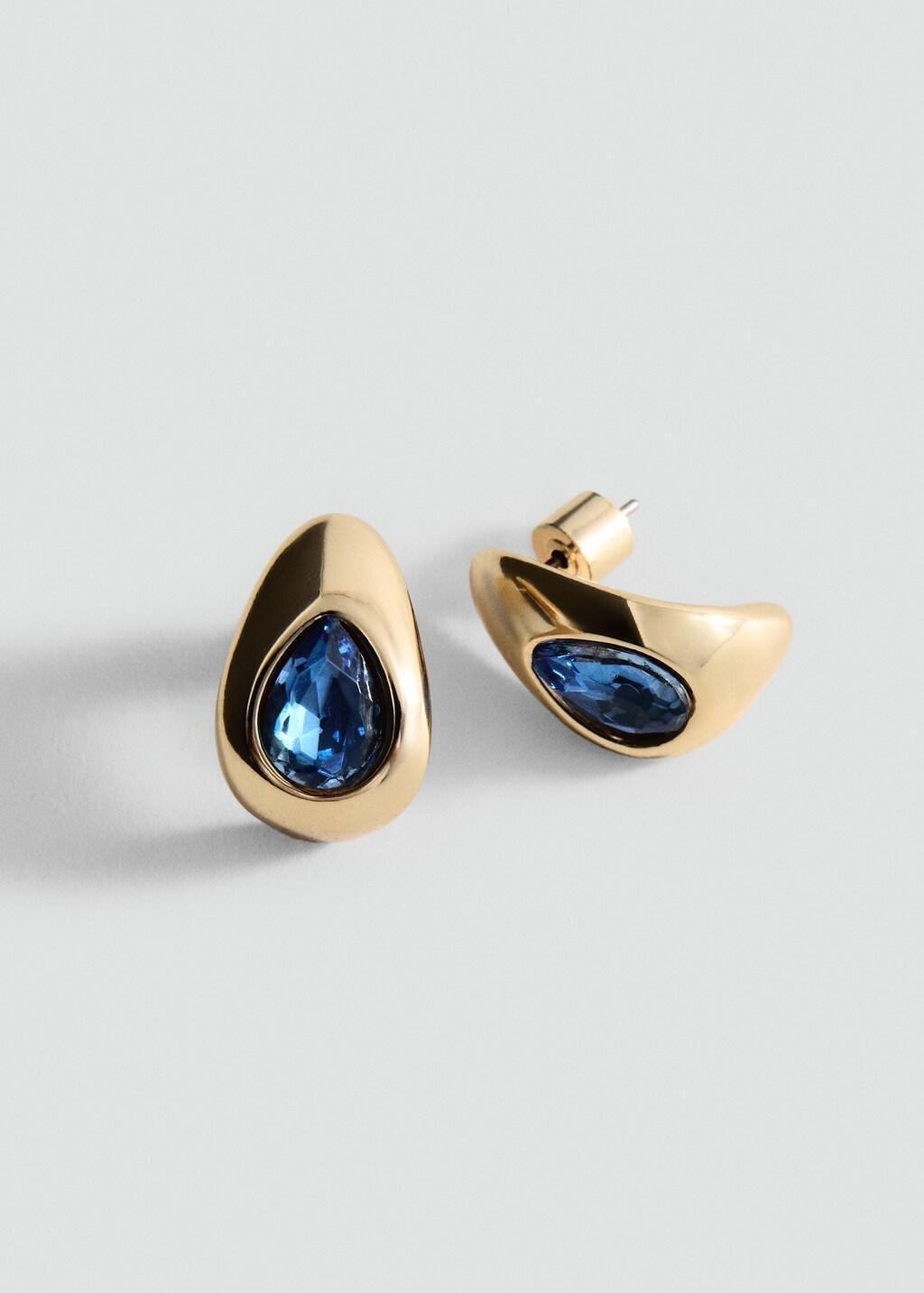 GOLD Drop earrings with crystal detail, Gold, medium