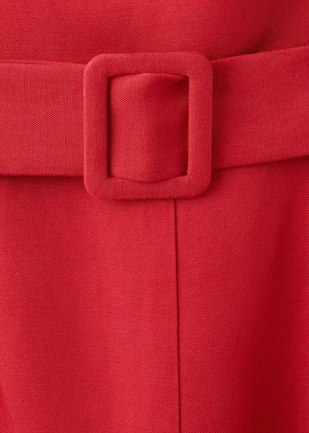 Red Belt Linen Jumpsuit, Red, medium