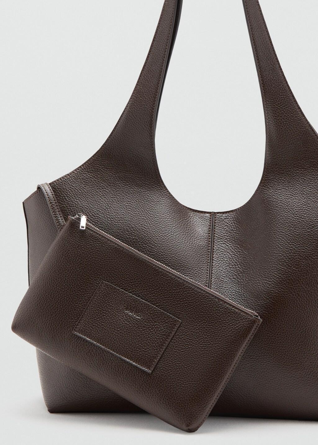 Brown Large Shopper Bag, Dark Brown, large image number 1