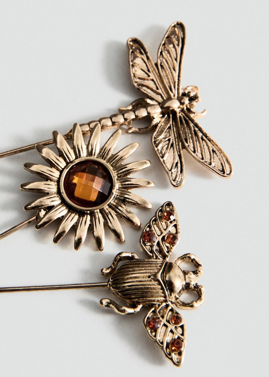 Gold Combined Brooches, Set Of 3, Gold, large image number 0