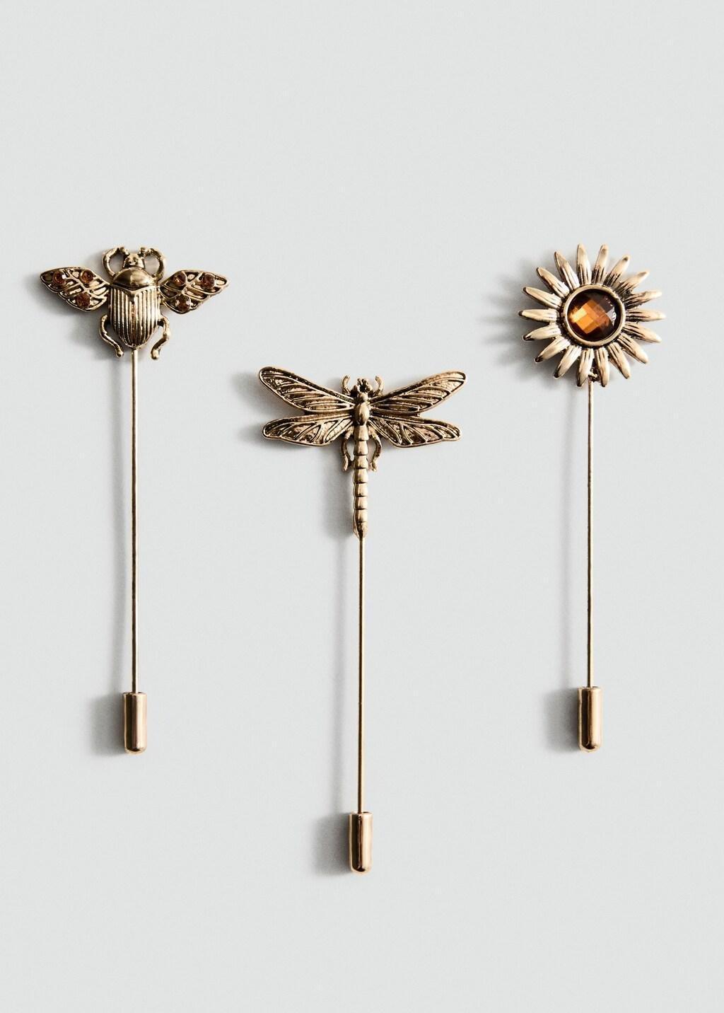 Gold Combined Brooches, Set Of 3, Gold, large image number 3