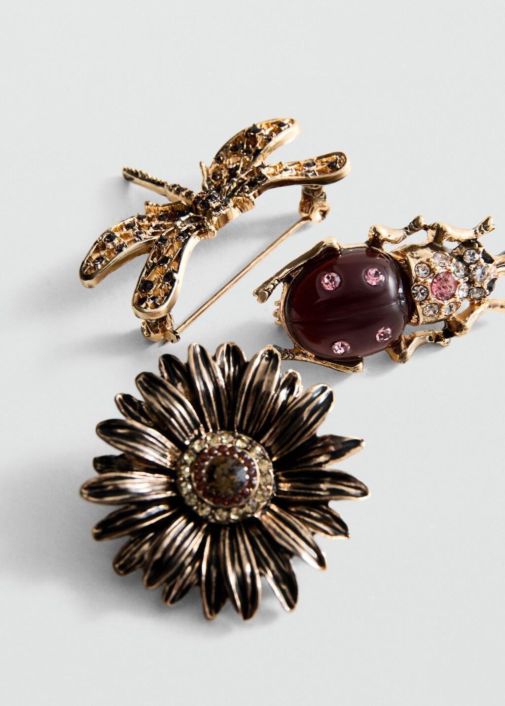 GOLD Set of 3 combined brooches, Gold, large image number 0