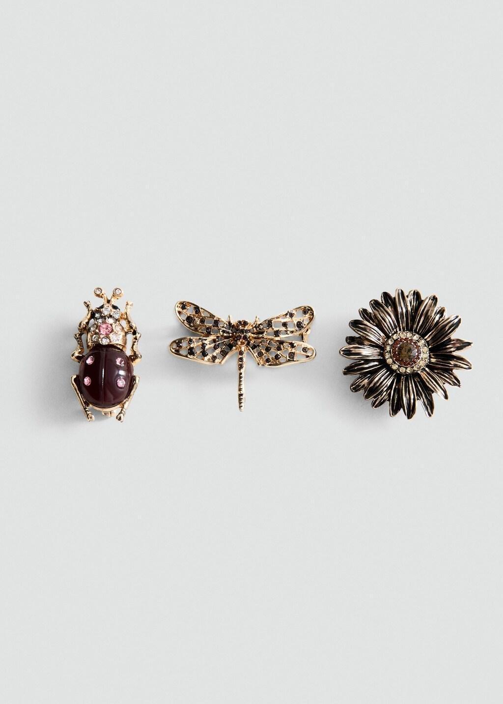 GOLD Set of 3 combined brooches, Gold, large image number 3