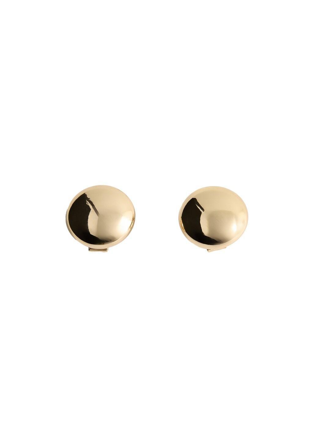 Gold Round Volume Earrings, Gold, medium