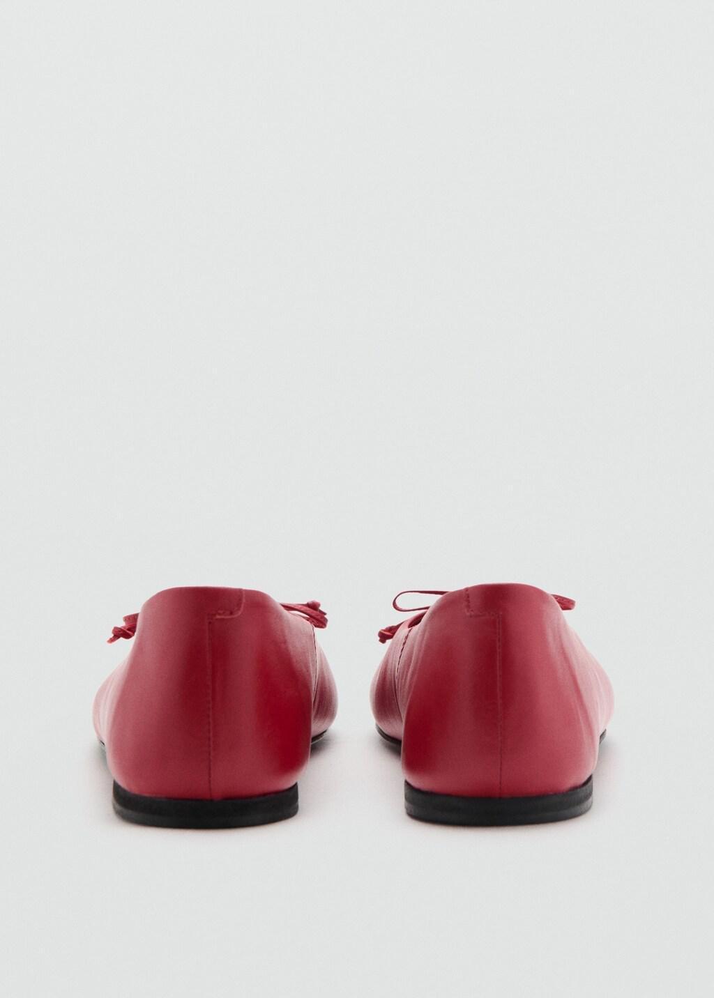 Red Contrast Leather Ballet Flats, Red, large image number 1