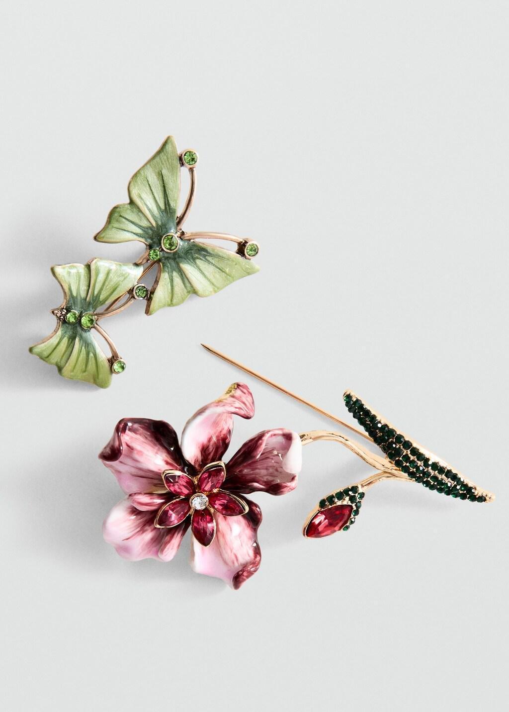 Gold Combined Brooches, Set Of 2, Gold, large image number 0