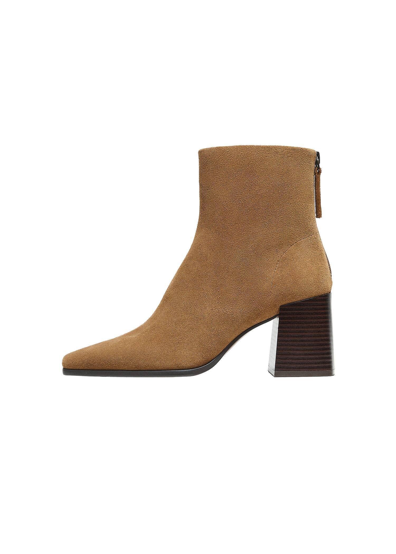 Brown Heel Suede Ankle Boot, , large image number 0