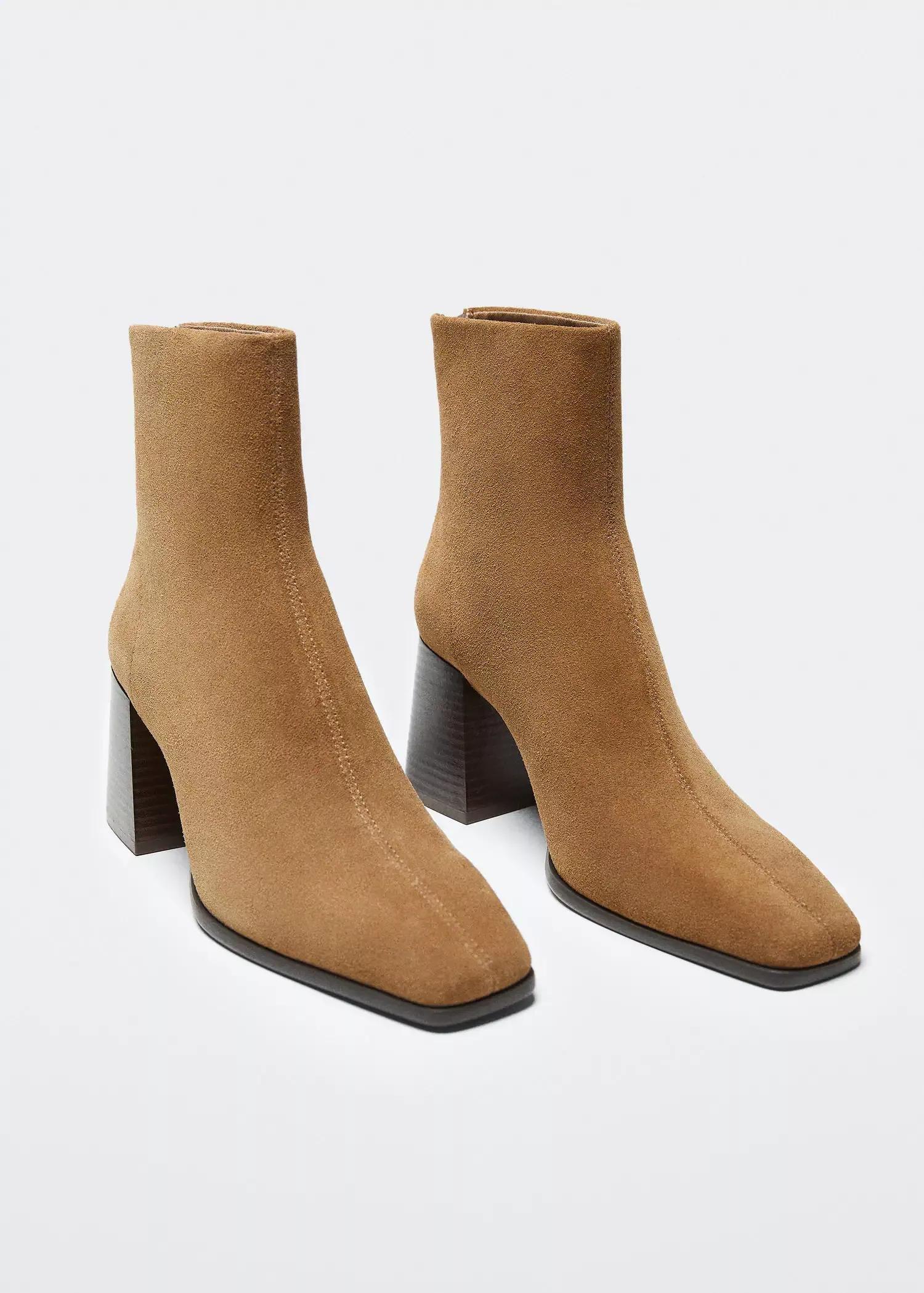 Brown Heel Suede Ankle Boot, , large image number 1