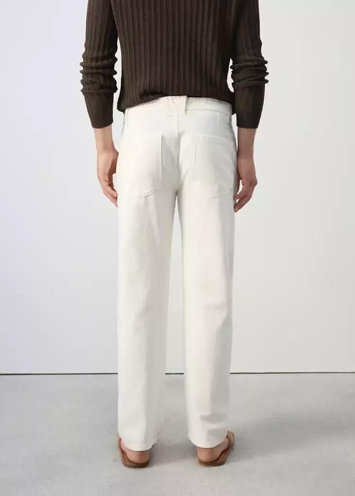 White Relaxed Fit Jeans In A Cotton-Linen Blend, Natural White, large image number 2