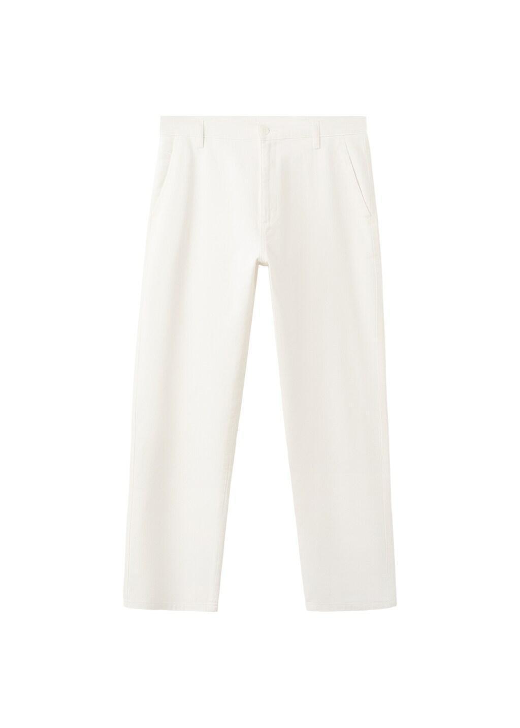 White Relaxed Fit Jeans In A Cotton-Linen Blend, Natural White, large image number 3