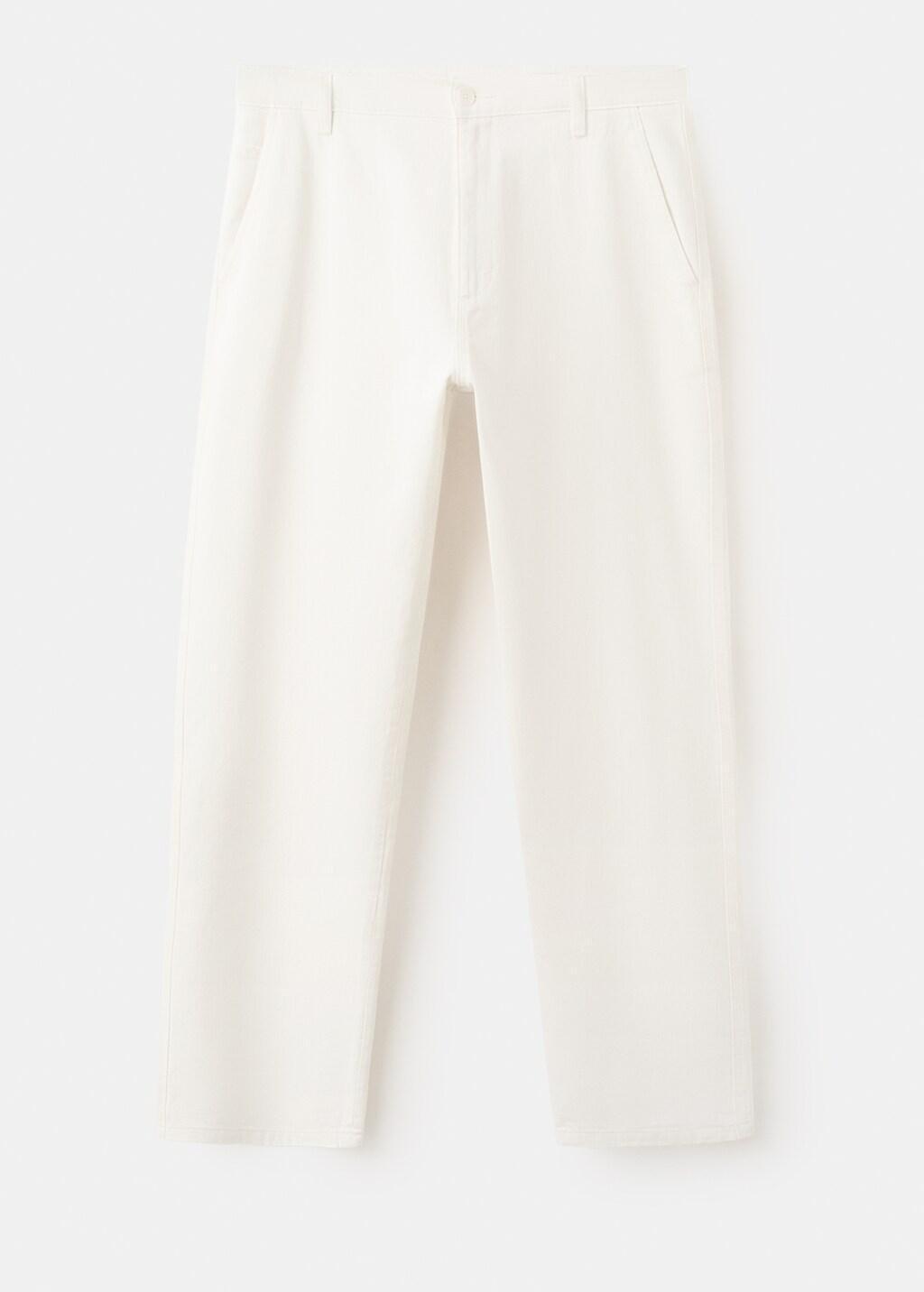 White Relaxed Fit Jeans In A Cotton-Linen Blend, Natural White, large image number 4