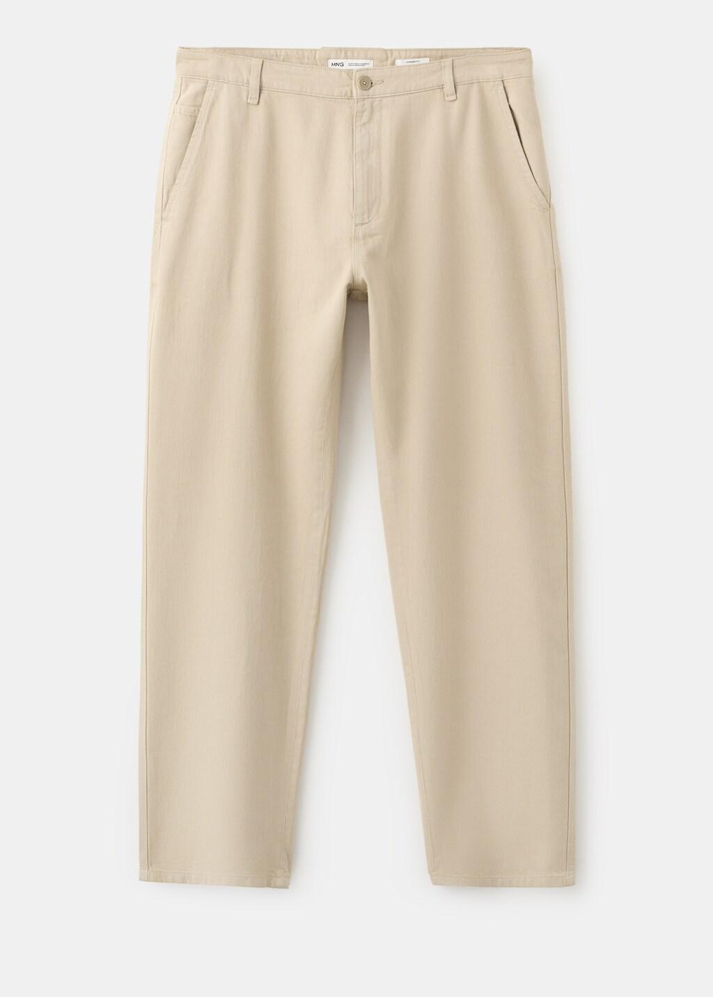 BEIGE Relaxed fit jeans in a cotton-linen blend, Men, Light Beige, medium