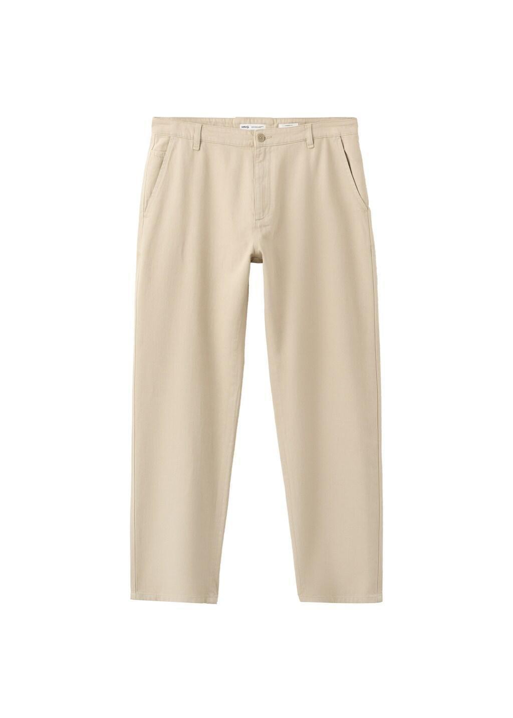 BEIGE Relaxed fit jeans in a cotton-linen blend, Men, Light Beige, medium