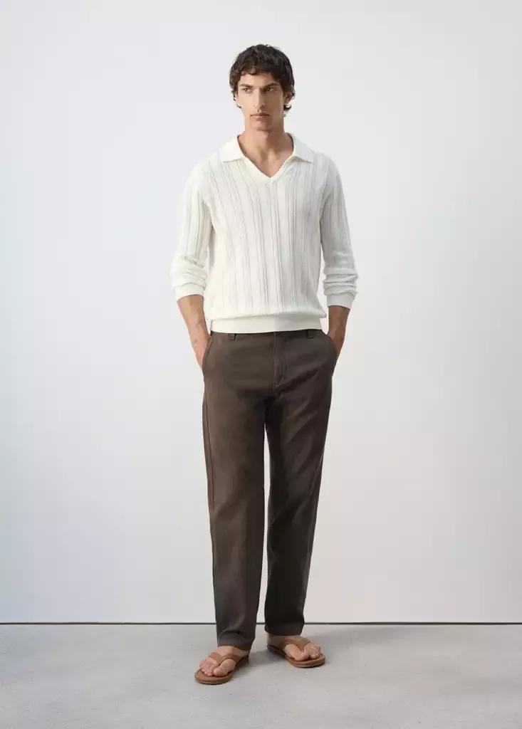 BROWN Relaxed fit jeans in a cotton-linen blend, Brown, large image number 0