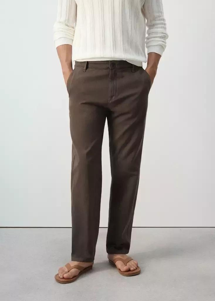 BROWN Relaxed fit jeans in a cotton-linen blend, Brown, large image number 1