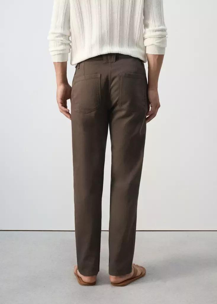 BROWN Relaxed fit jeans in a cotton-linen blend, Brown, large image number 2
