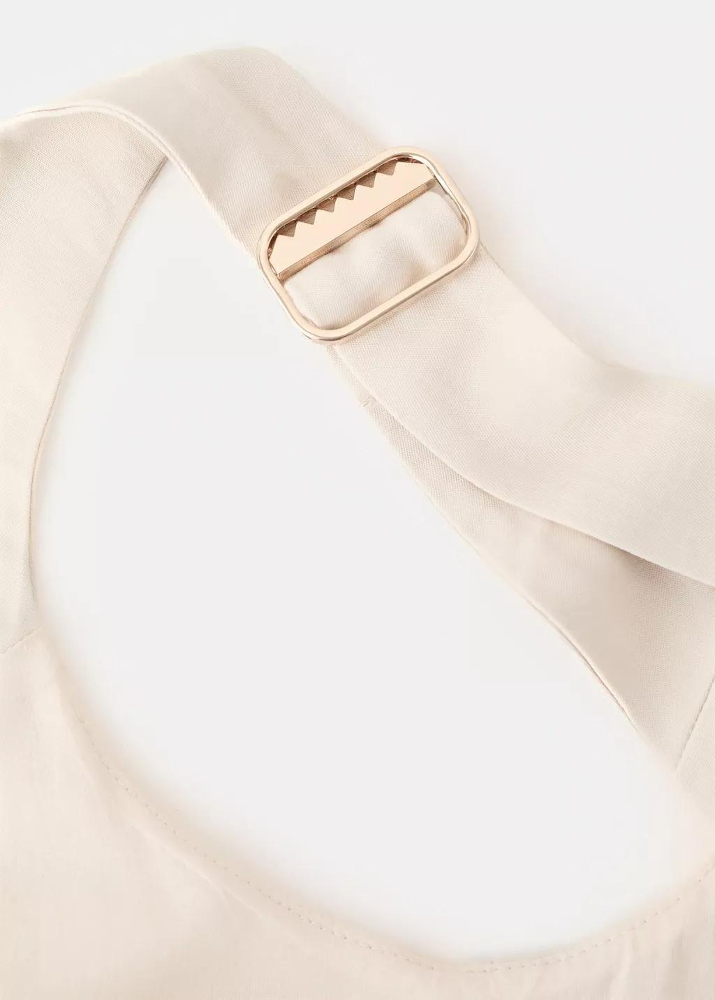 Beige Halter Jumpsuit With Contrasting Details, Light Beige, large image number 1