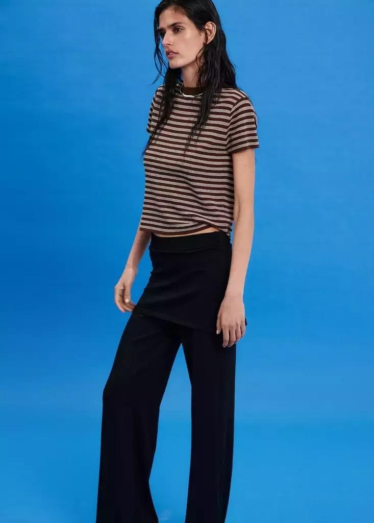 Brown Short-Sleeved Ribbed Sweater, Dark Brown, medium