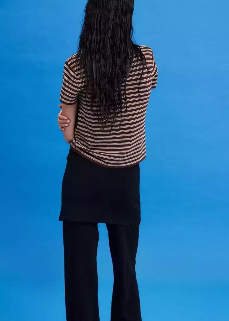 Brown Short-Sleeved Ribbed Sweater, Dark Brown, large image number 2
