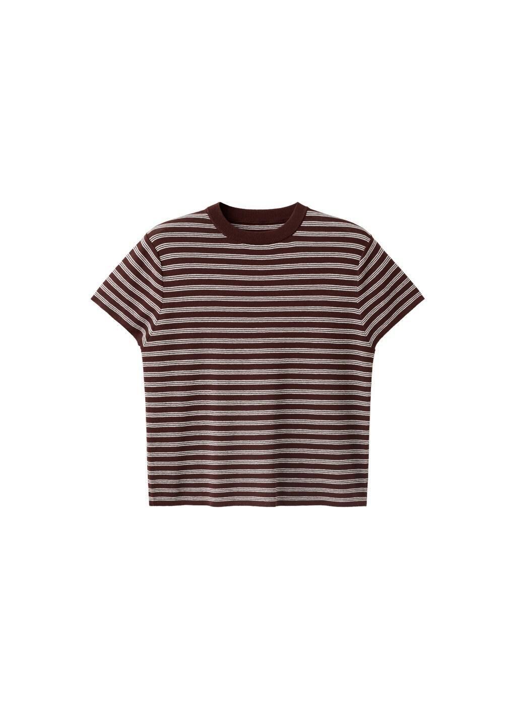 Brown Short-Sleeved Ribbed Sweater, Dark Brown, large image number 4