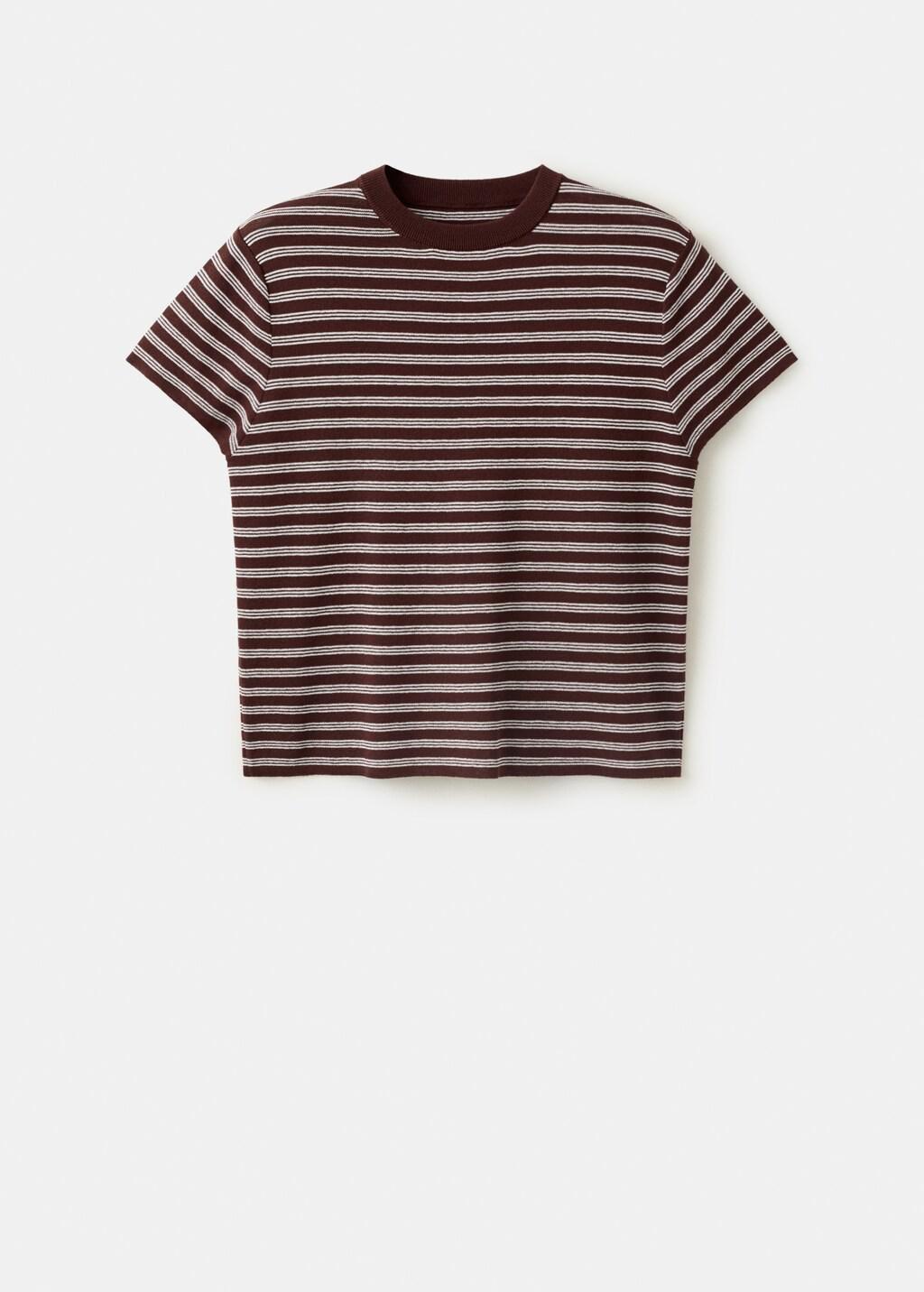 Brown Short-Sleeved Ribbed Sweater, Dark Brown, large image number 5