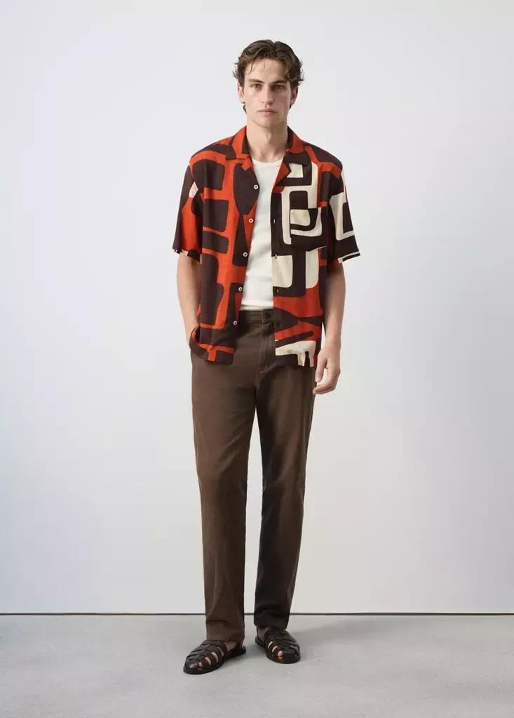 ORANGE Printed bowling shirt, Medium Orange, large image number 0